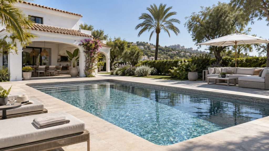 Piscina reformada y renovada en un chalet
